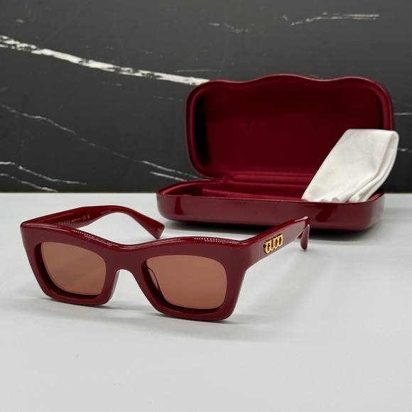 NEW GG1773S 003 GUCCI RED SQUARE WOMEN GUCCI SUNGLASSES - Picture 1 of 11